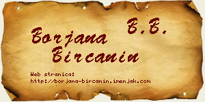 Borjana Birčanin vizit kartica